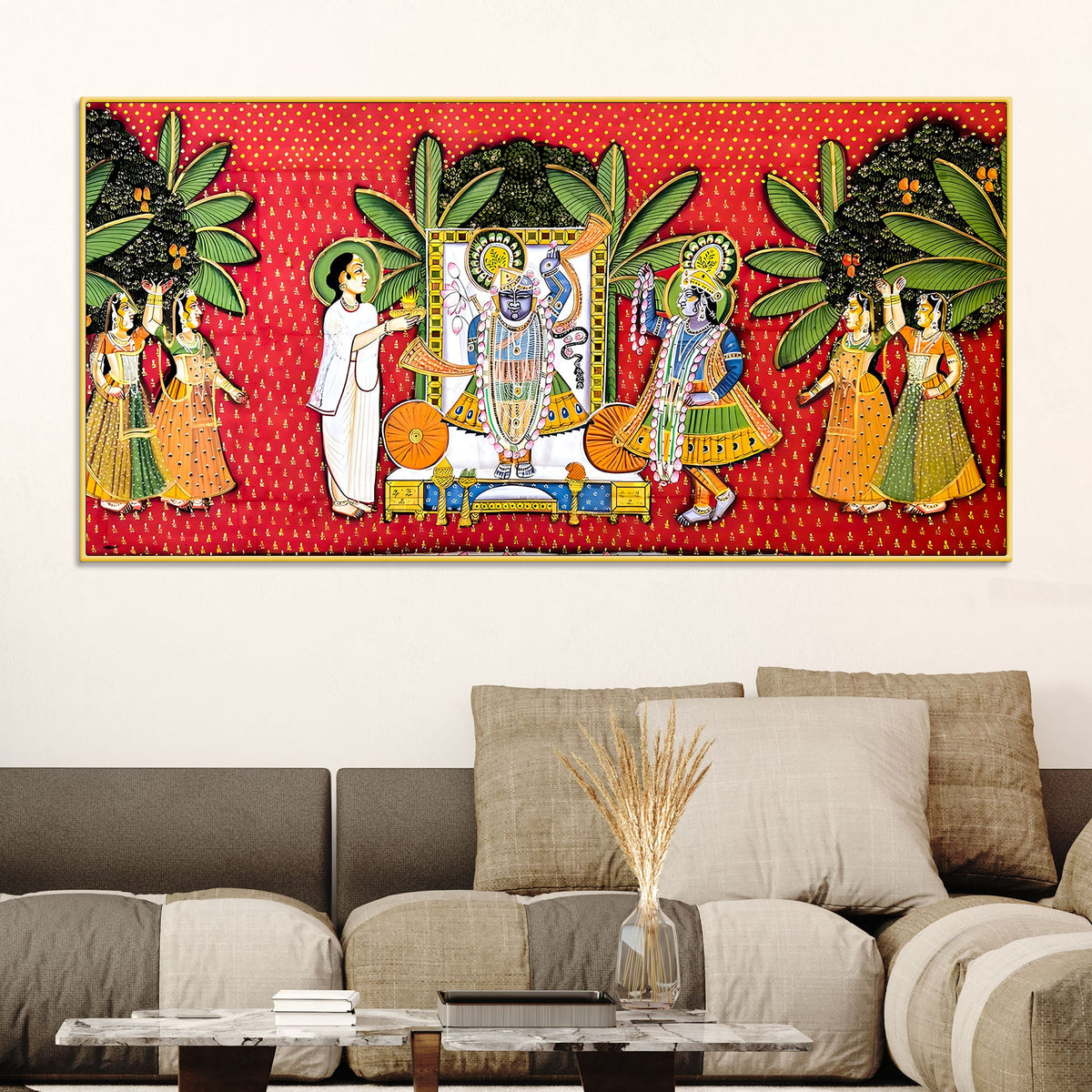 Nathdwara Shrinathji Pichwai Style Canvas Painting | Traditional Decor