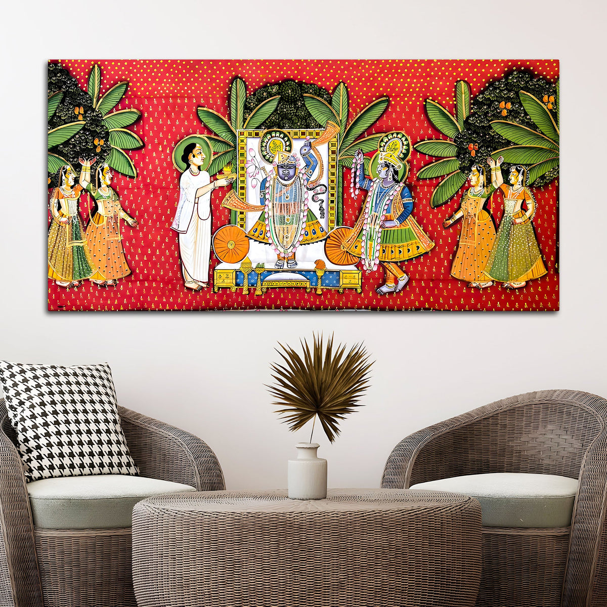 Nathdwara Shrinathji Pichwai Style Canvas Painting | Traditional Decor