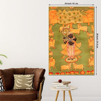 Nathdwara Style Shrinath Ji Cow Leela Canvas Wall Painting