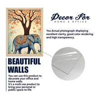 Nature Harmony Elephant, Lotus & Bird Wall Frame Set of Four