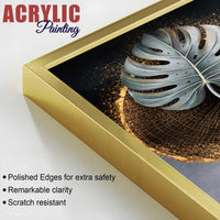 Nature in Gold Acrylic Floating Frame Wall Painting Set of 3