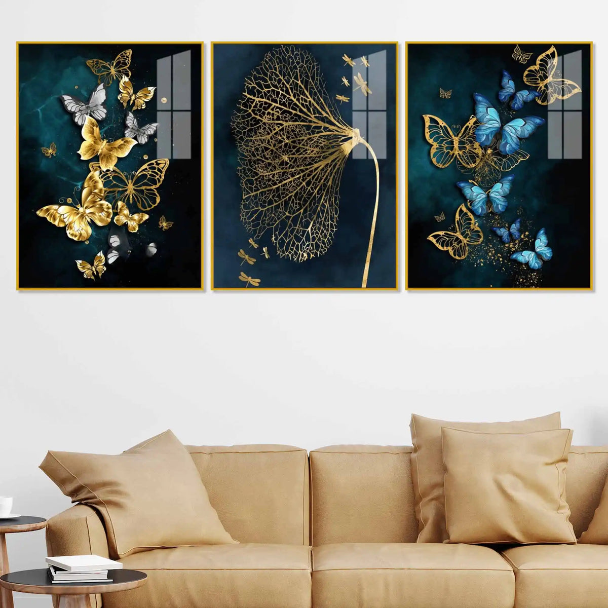 Nature Inspired Butterfly Floating Acrylic Wall Painting Set of 3