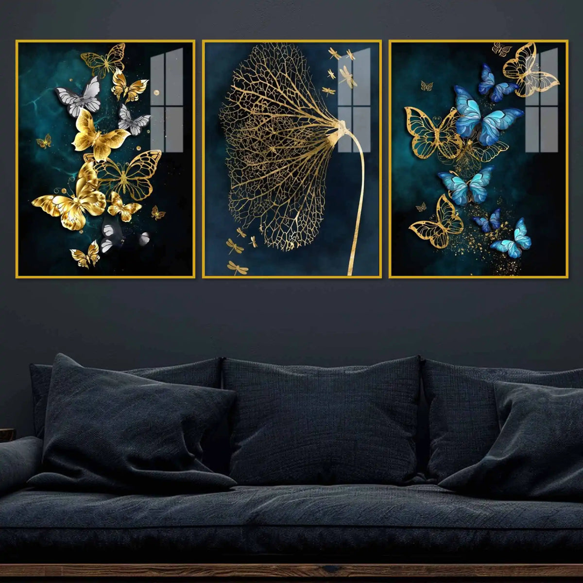 Nature Inspired Butterfly Floating Acrylic Wall Painting Set of 3