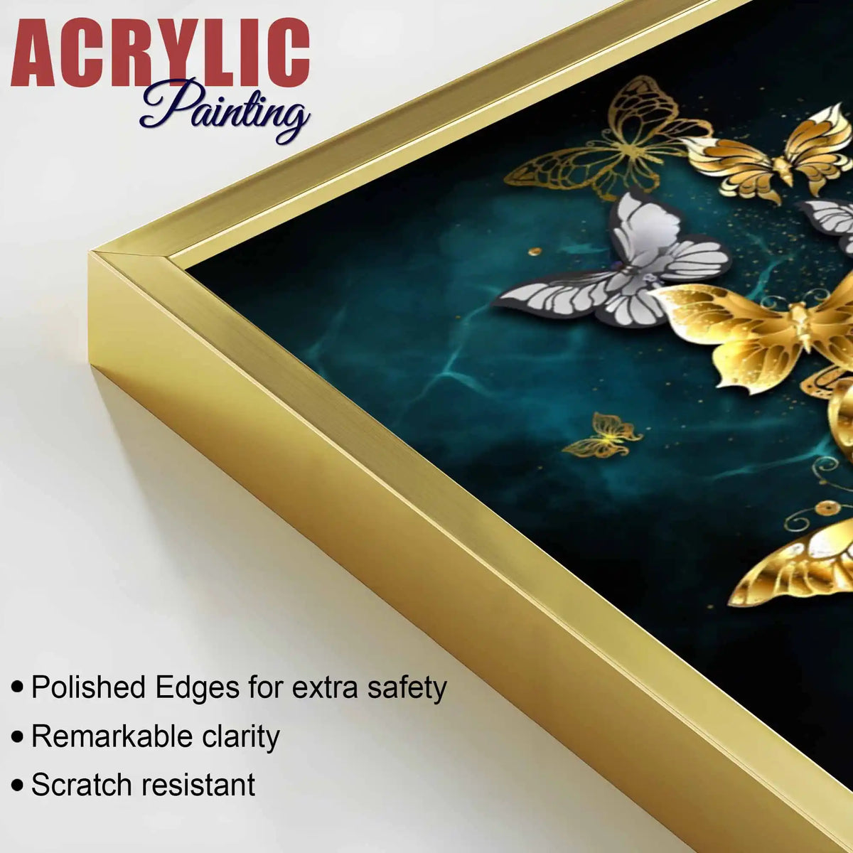 Nature Inspired Butterfly Floating Acrylic Wall Painting Set of 3