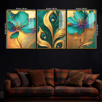 Nature Inspired Floral Acrylic Wall Painting Set of 3