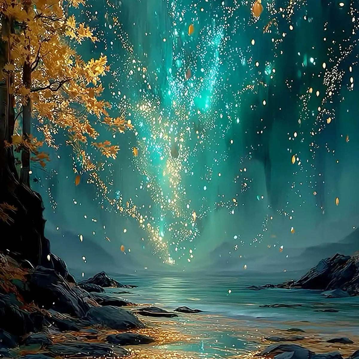 Northern Lights Floating Frame Crystal Wall Painting