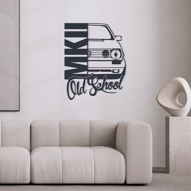 Old School Car Metal Wall Art for Café & Home Decor