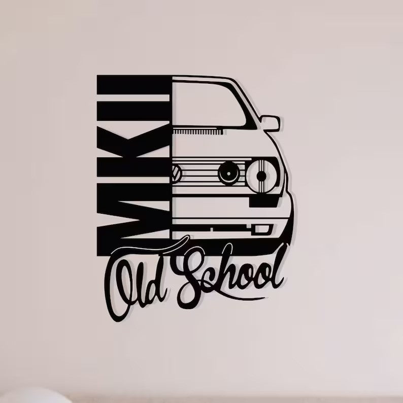 Old School Car Metal Wall Art for Café & Home Decor