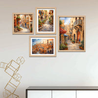 Old Town Street Wall Frame Set of Four