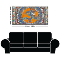 Om Ganesha Madhubani Style Canvas Wall Painting for Spiritual Indian Home Decor