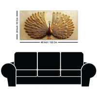 Opulent Golden Peacock with Open Feathers Canvas Wall Painting