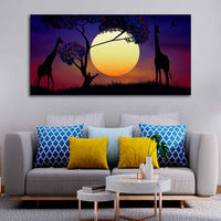 Pair of Giraffe at Night Canvas Wall Painting