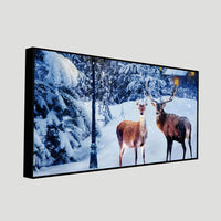 Pair of Red Deer in Snowy Forest Premium Wall Painting
