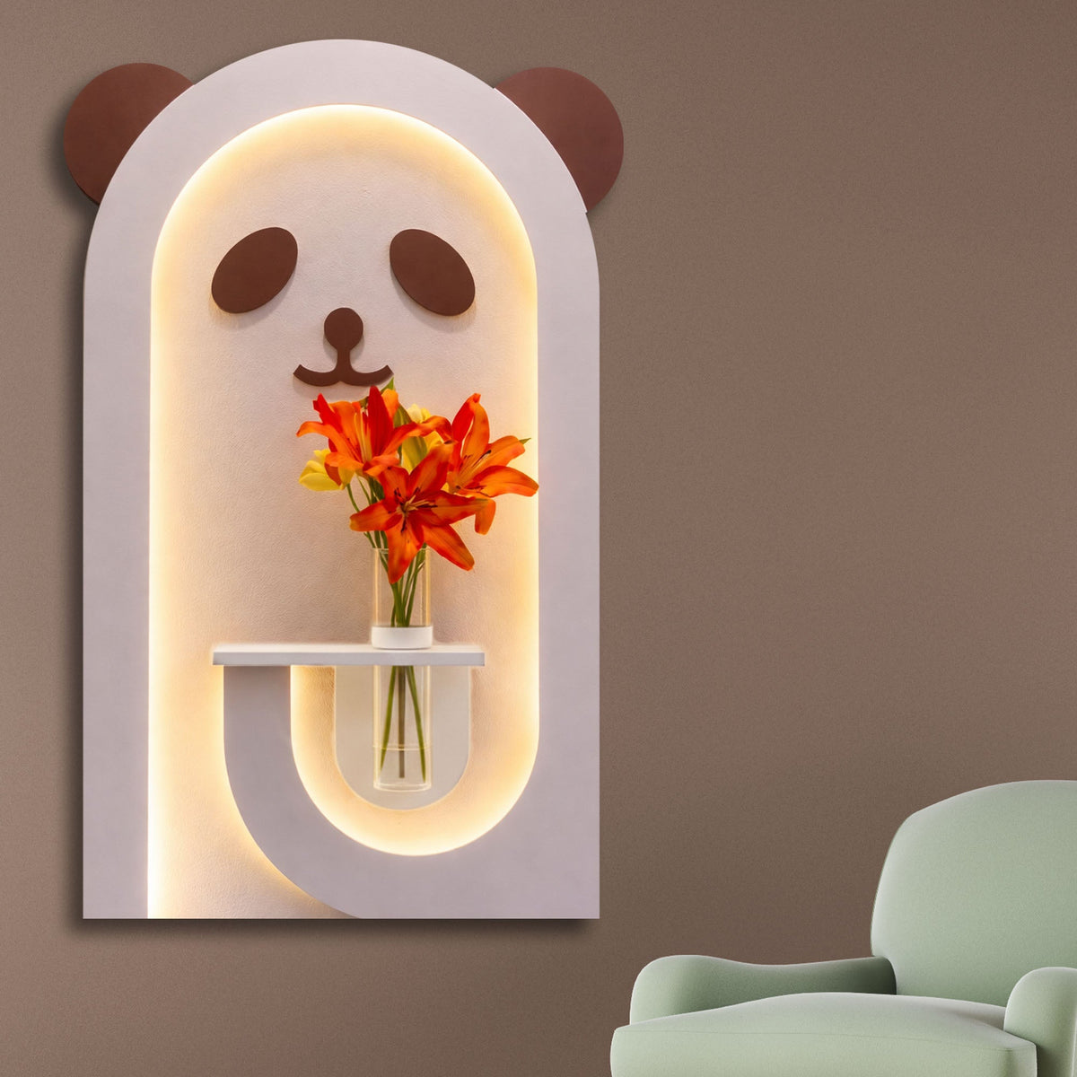 Panda Shaped LED Wall Décor for Kids Space