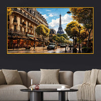 Paris Street View Crystal Floating Frame Wall Art Painting