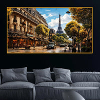 Paris Street View Crystal Floating Frame Wall Art Painting