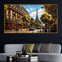 Paris Street View Crystal Floating Frame Wall Art Painting