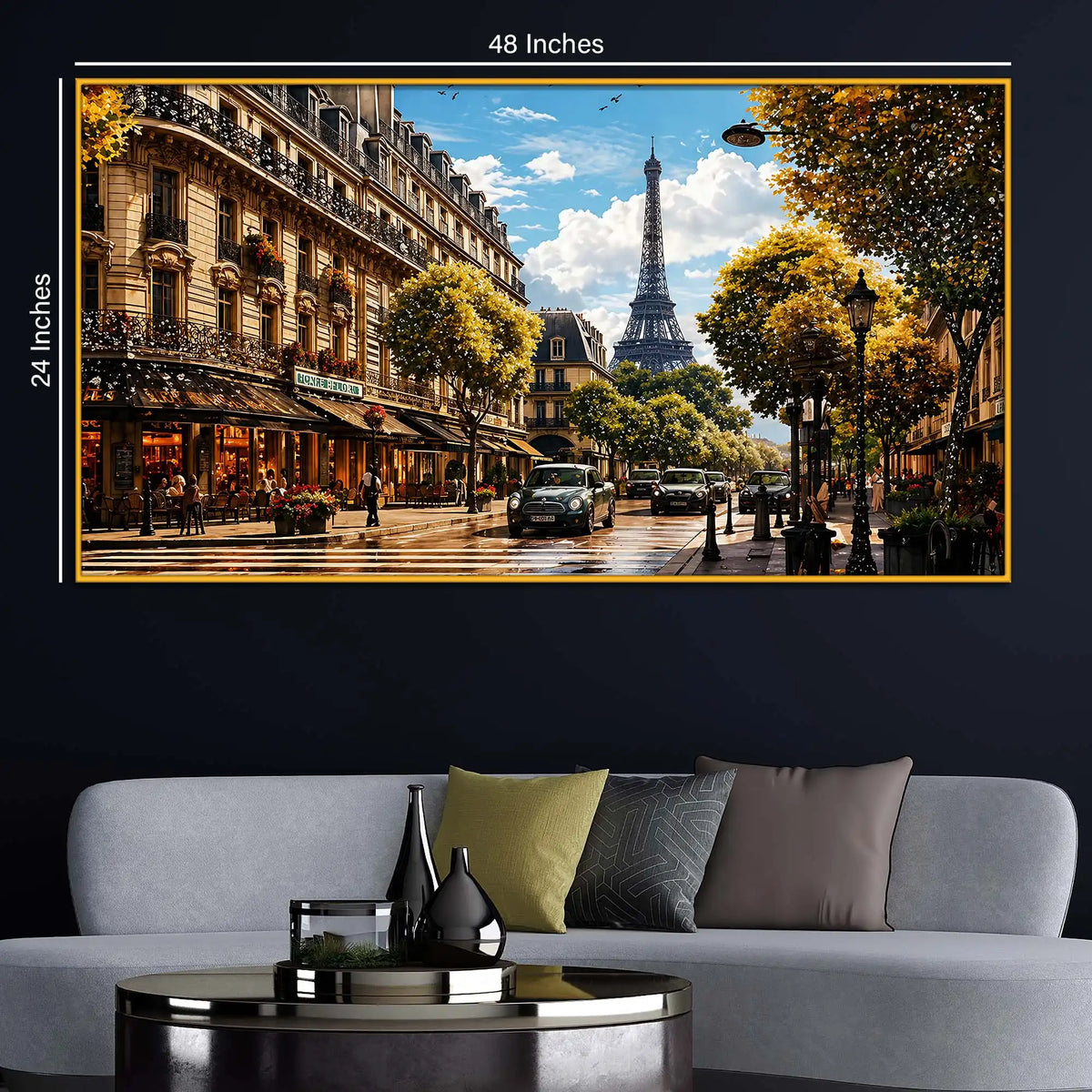 Paris Street View Crystal Floating Frame Wall Art Painting