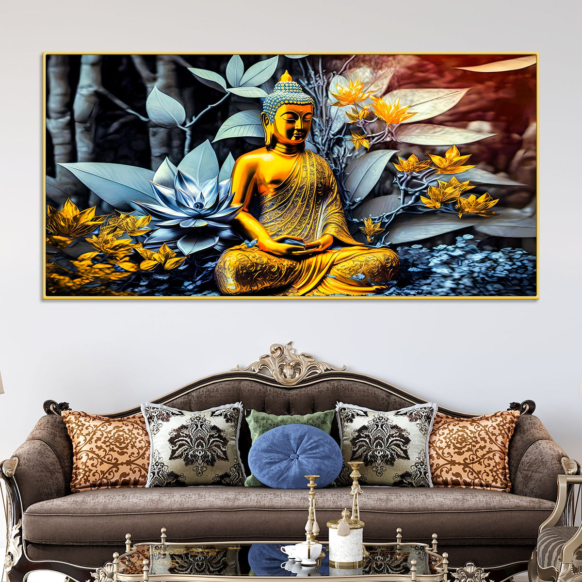 Peaceful Buddha Canvas Painting for Spiritual Home Decor