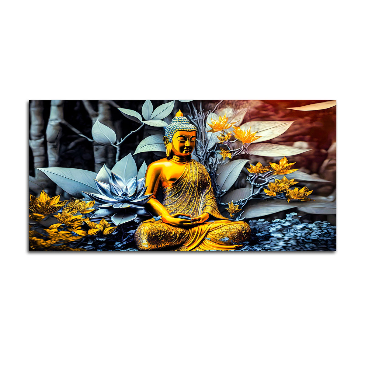 Peaceful Buddha Canvas Painting for Spiritual Home Decor