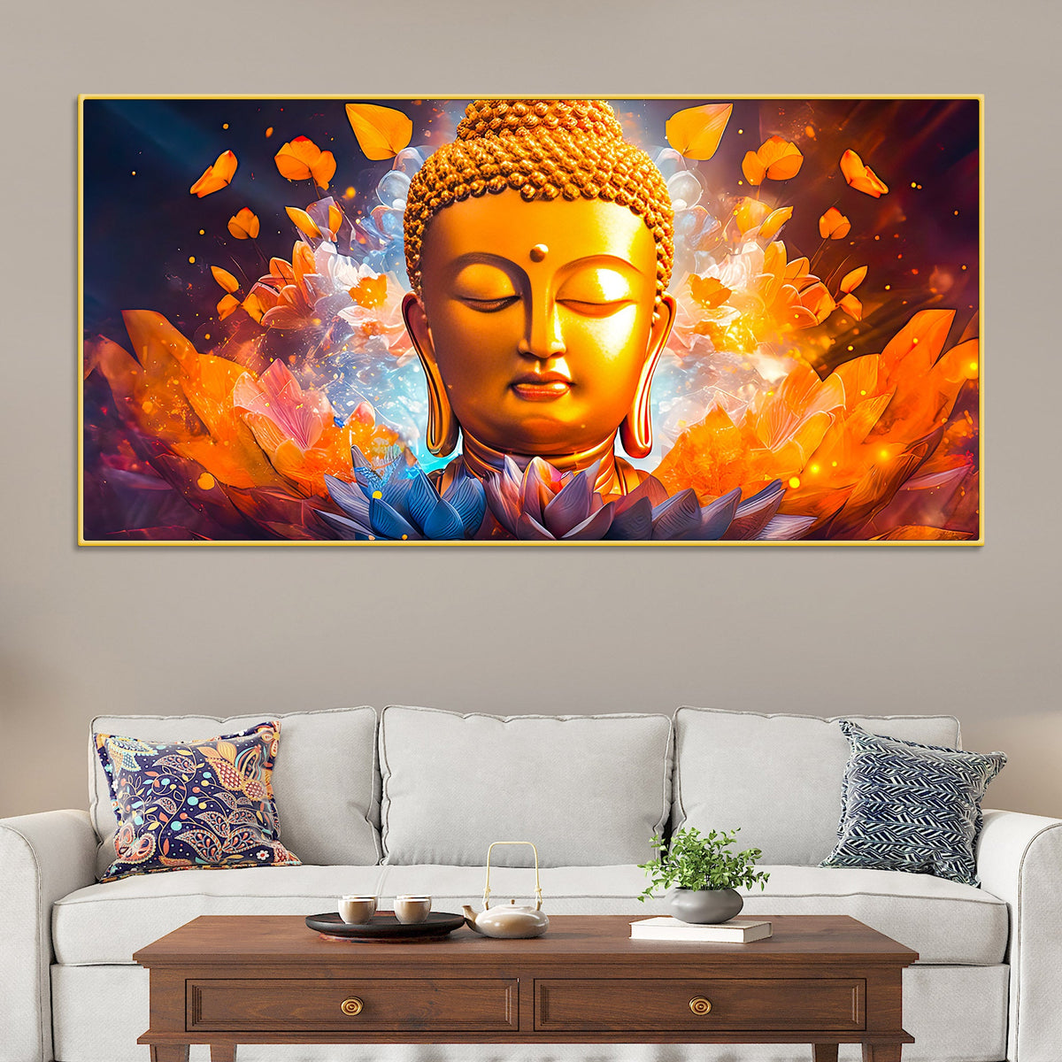Peaceful Buddha Face Canvas Wall Painting for Decoration