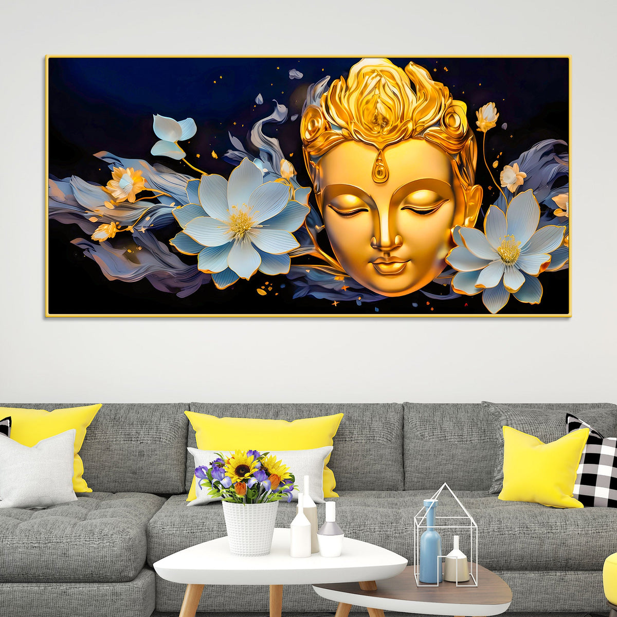 Peaceful Lord Buddha Canvas Painting for Modern Home