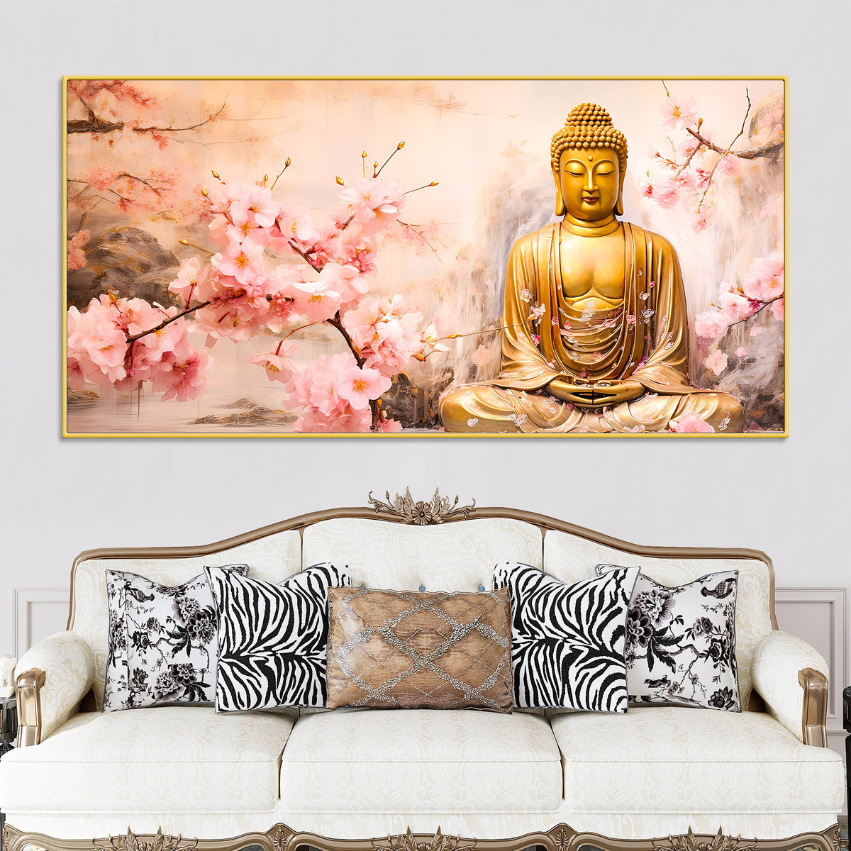 Peaceful Lord Buddha Wall Painting for Spiritual Interiors