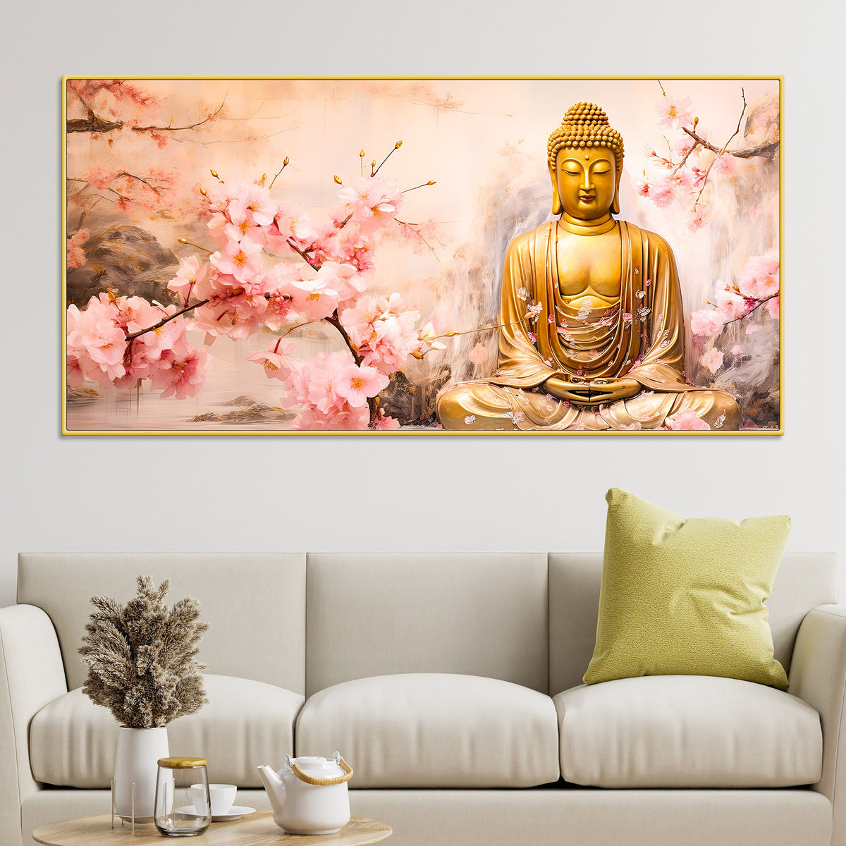 Peaceful Lord Buddha Wall Painting for Spiritual Interiors