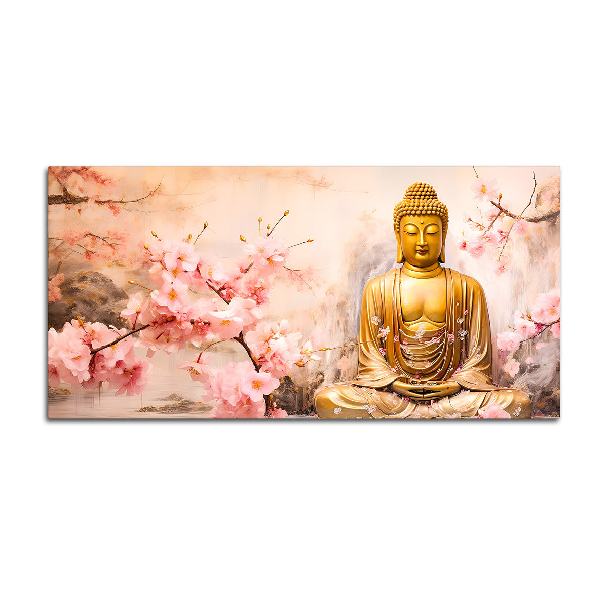 Peaceful Lord Buddha Wall Painting for Spiritual Interiors