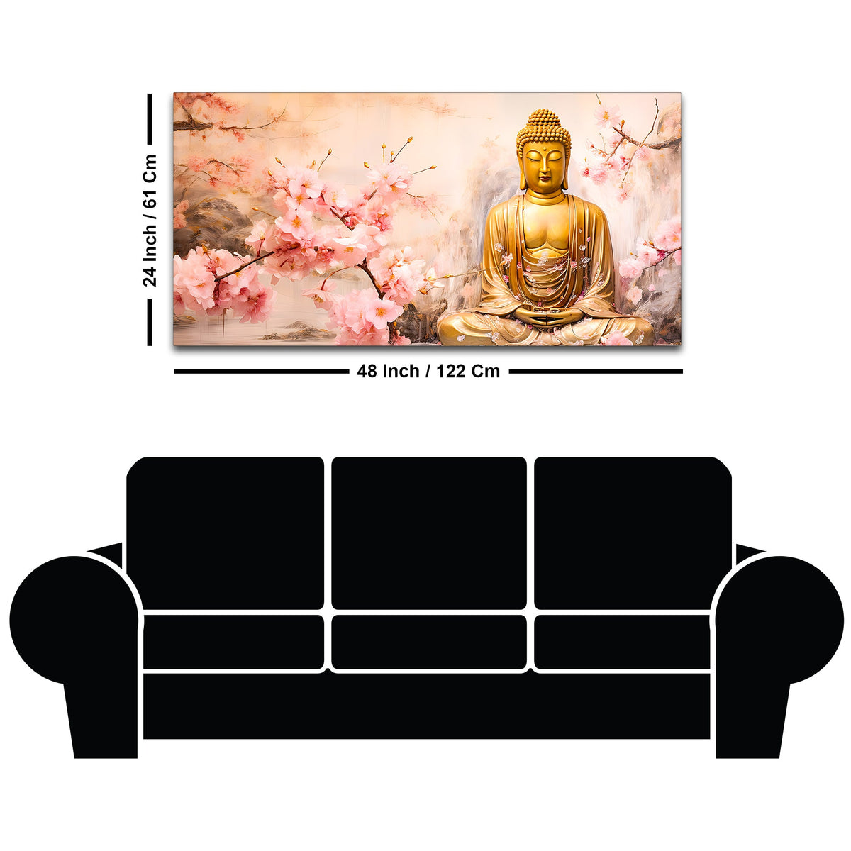Peaceful Lord Buddha Wall Painting for Spiritual Interiors