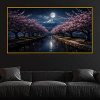 Peaceful Moonlit View Crystal Glass Wall Painting for Home Décor