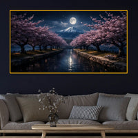 Peaceful Moonlit View Crystal Glass Wall Painting for Home Décor