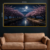 Peaceful Moonlit View Crystal Glass Wall Painting for Home Décor