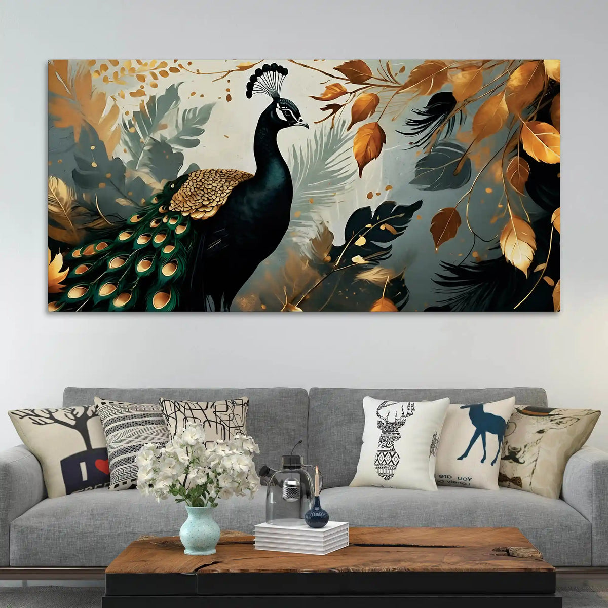 Peacock Nature Canvas Wall Abstract Painting