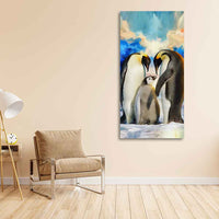Penguins Family Canvas Wall Painting