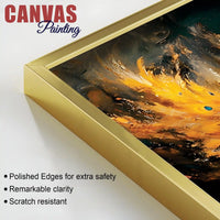 Phenomenal Golden Peacock Rising Through Mist Abstract Canvas Wall Painting
