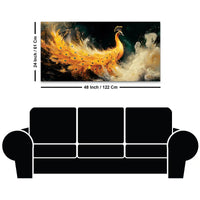 Phenomenal Golden Peacock Rising Through Mist Abstract Canvas Wall Painting