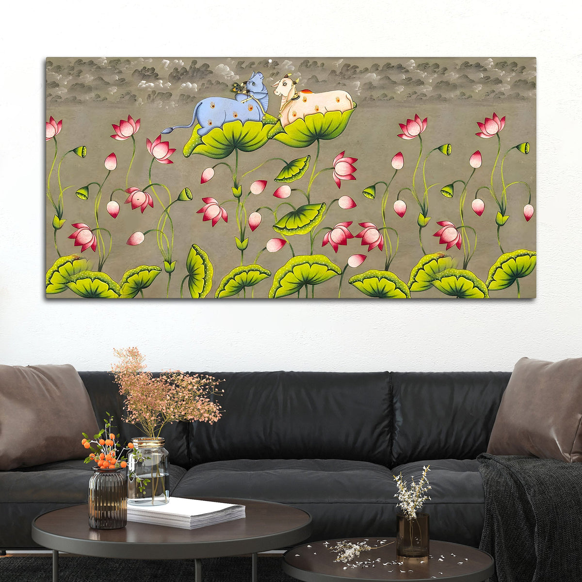 Pichwai Cow Canvas Painting – Traditional Indian Wall Art