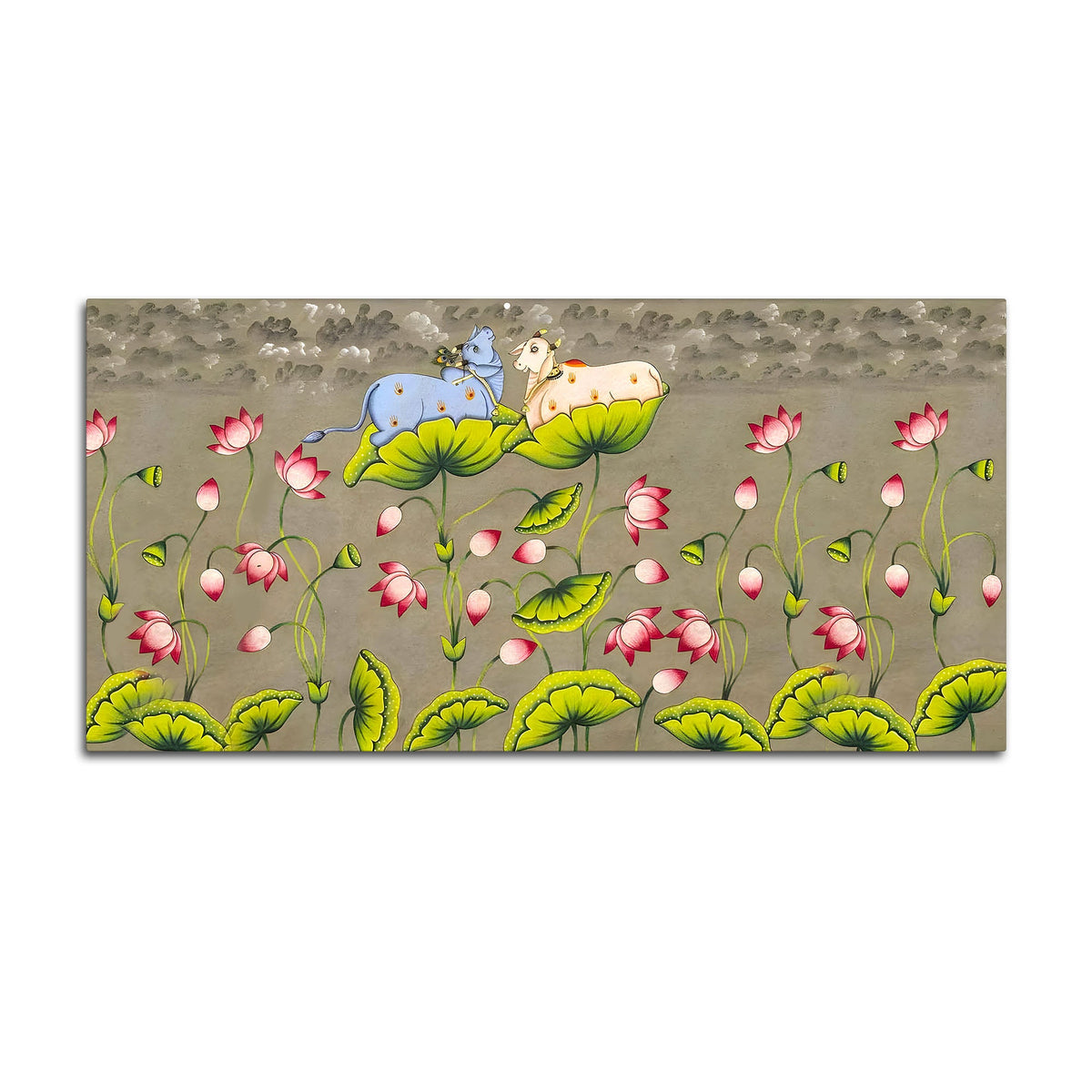 Pichwai Cow Canvas Painting – Traditional Indian Wall Art