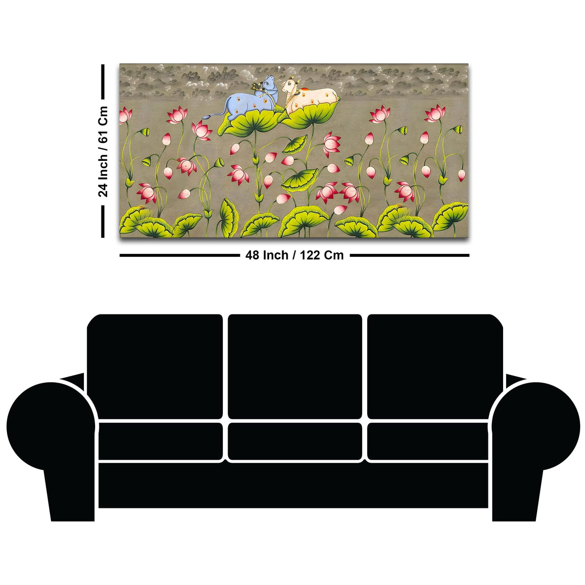 Pichwai Cow Canvas Painting – Traditional Indian Wall Art