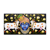Pichwai Shrinath ji Face Painting | Sacred Cow Spiritual Wall Art
