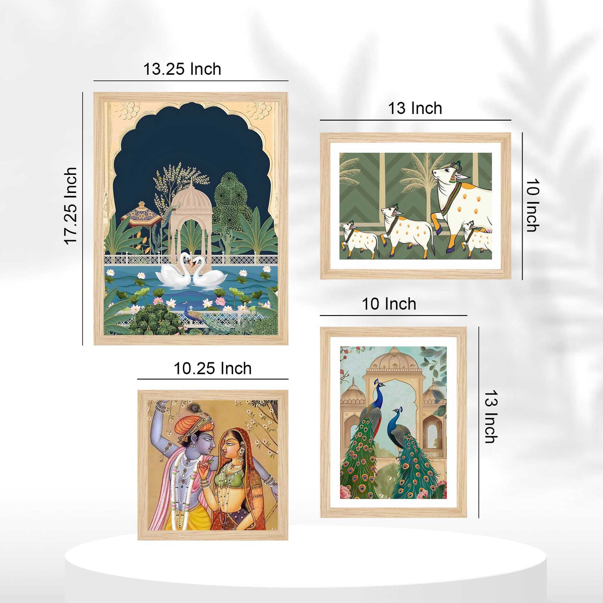 Pichwai Radha Krishna & Nature Theme Wall Frame Set of Four