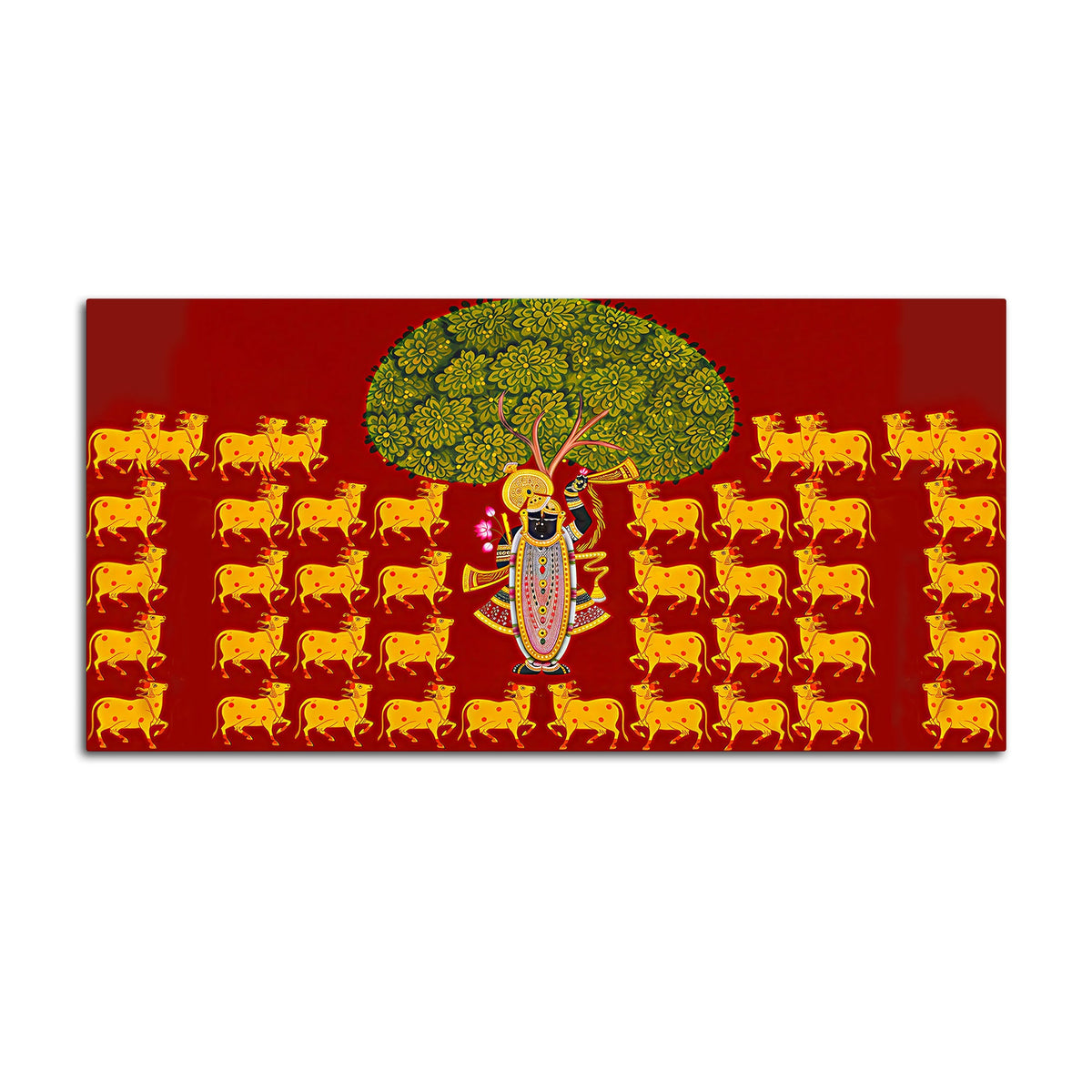 Pichwai Shrinath Ji Wall Art with Cows Painting | Premium Devotional Decor