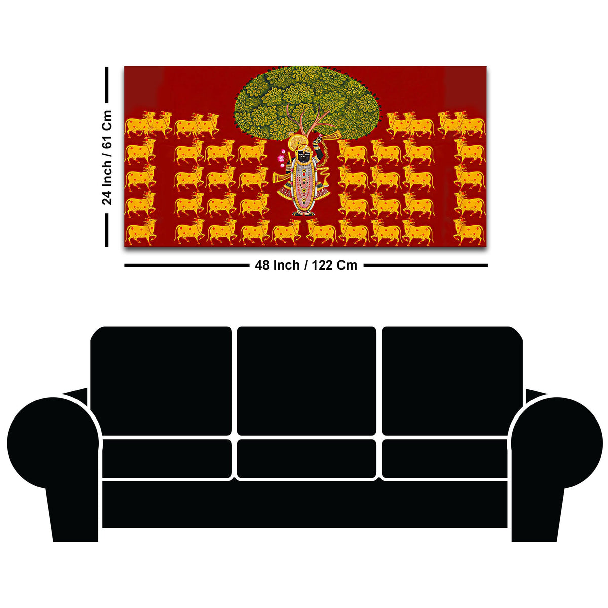 Pichwai Shrinath Ji Wall Art with Cows Painting | Premium Devotional Decor
