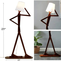 Playful Figurine Brown & White Wood Floor Lamp For Living Room, Bedroom