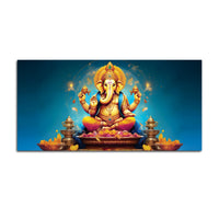 Pleasing Lord Ganpati Bappa Spiritual Canvas Wall Painting for Home & Temple – Premium Devotional Wall Art