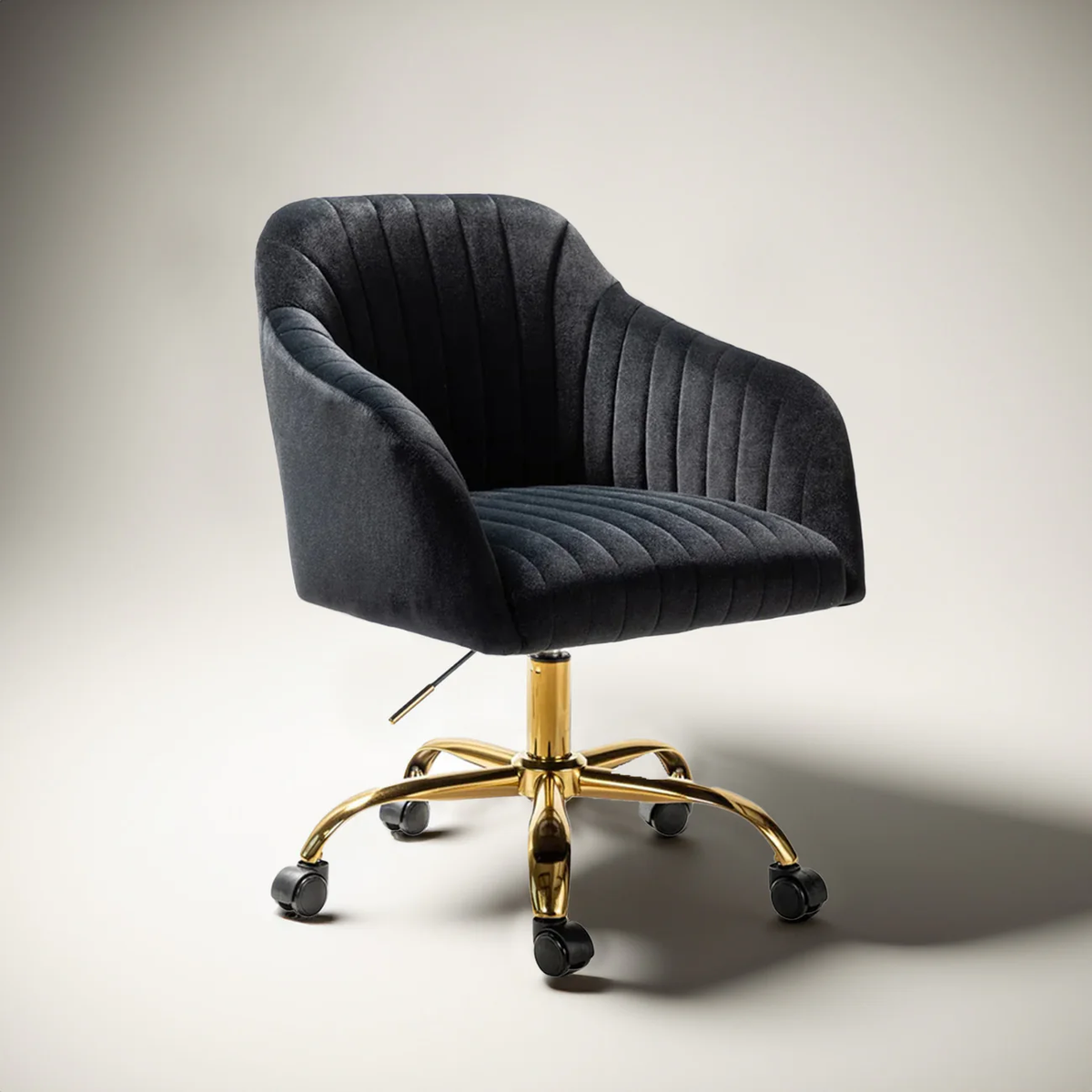 Plush Rolling Accent Chair in Black Sleek Style