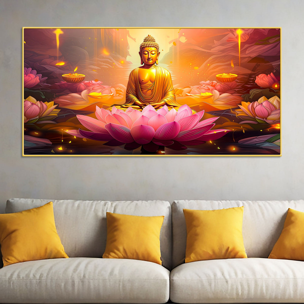 Positive Vibes Gautam Buddha Wall Painting