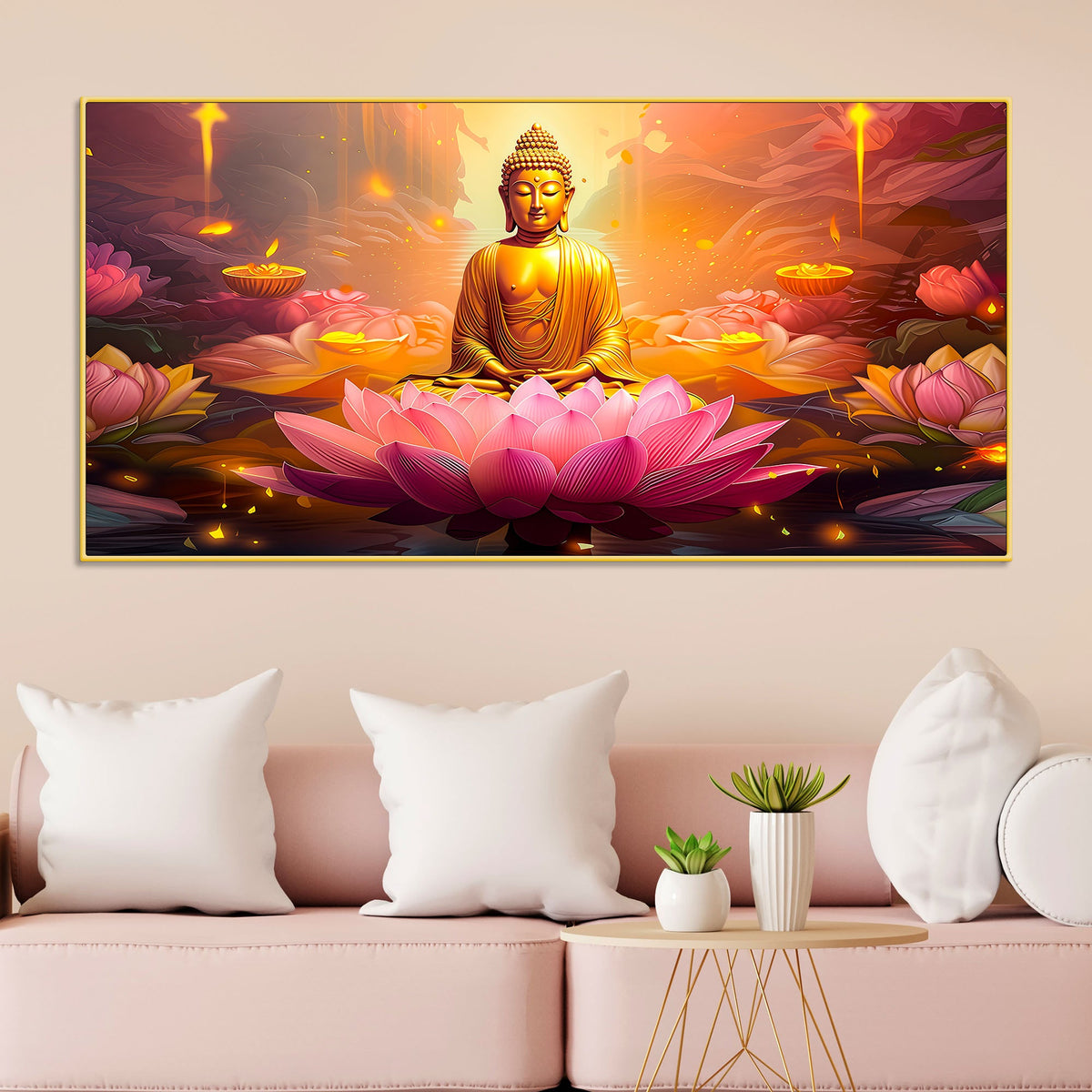 Positive Vibes Gautam Buddha Wall Painting