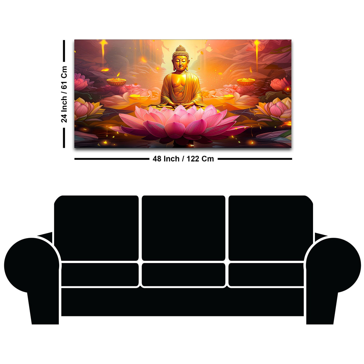 Positive Vibes Gautam Buddha Wall Painting